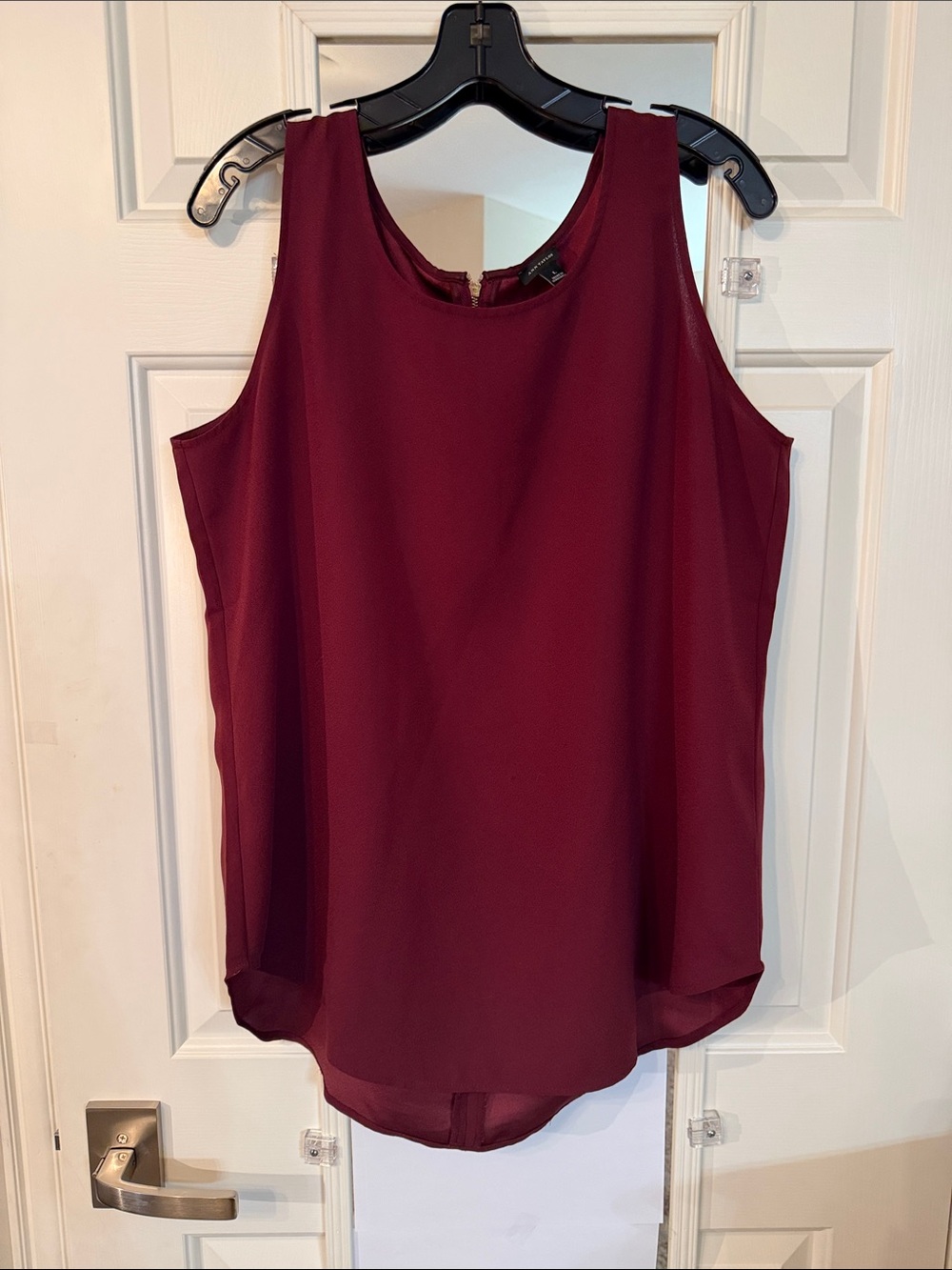 Ann Taylor Burgundy Sleeveless Chiffon Shell Tank